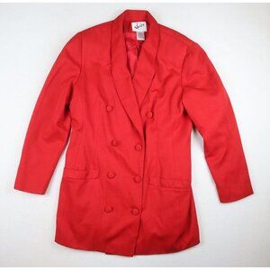 U SUITS - WOMEN'S VINTAGE RED DOUBLE-BREASTED BLAZER SUIT JACKET - SIZE 12